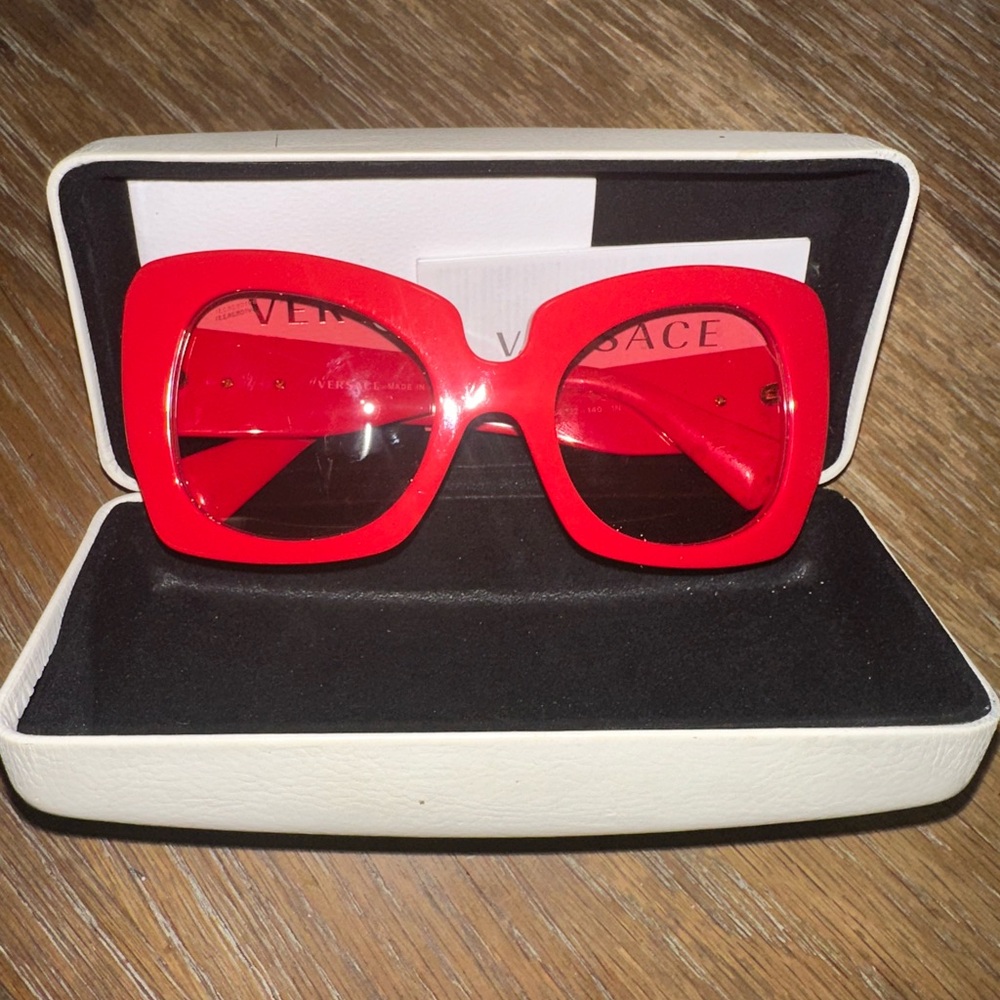 Versace Red Oversized Sunglasses Bold Statement Accessory